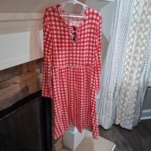 Red and White Checkered Kids Dress
